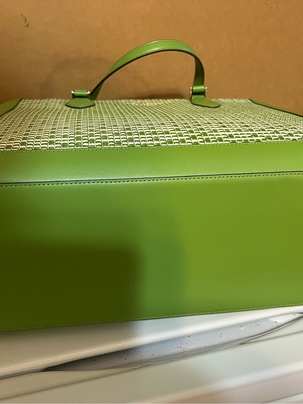 kate spade Green and White Woven Tote - Picture 3 of 5